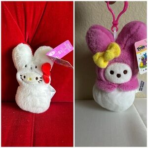 5” Sanrio Peeps Backpack Plush Clip Bundle